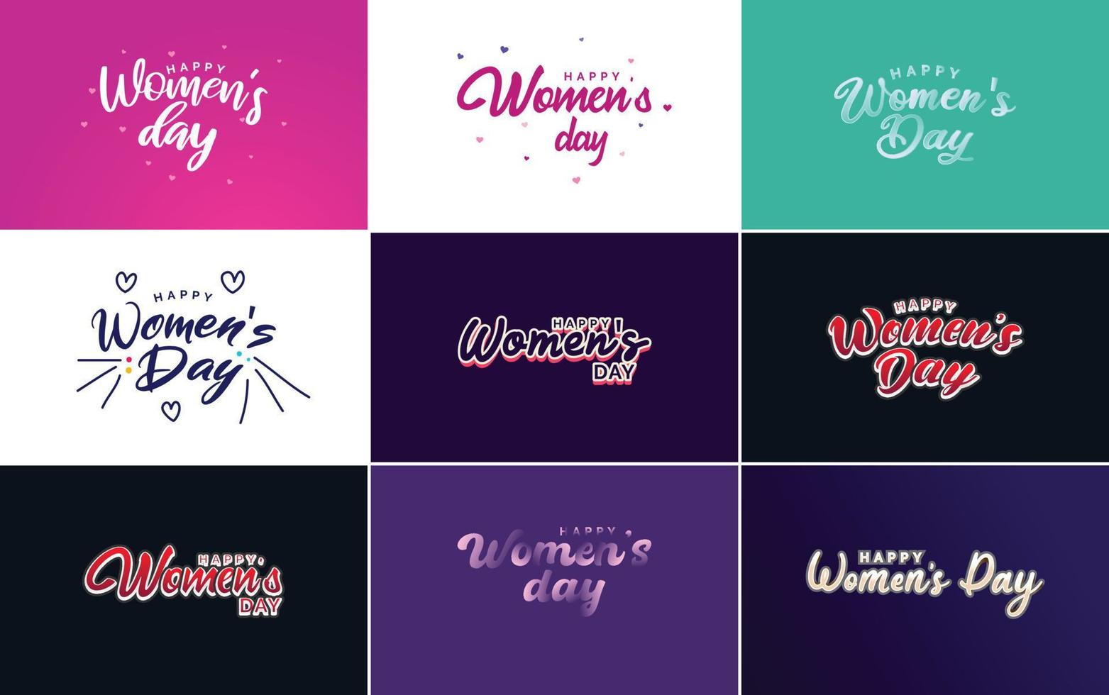 Happy Women's Day typographical design elements set for greeting cards vector