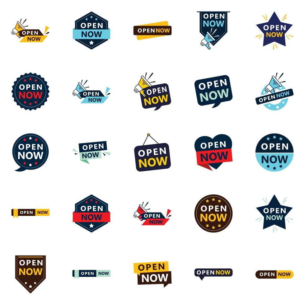 Open now graphics pack 25 designs included vector
