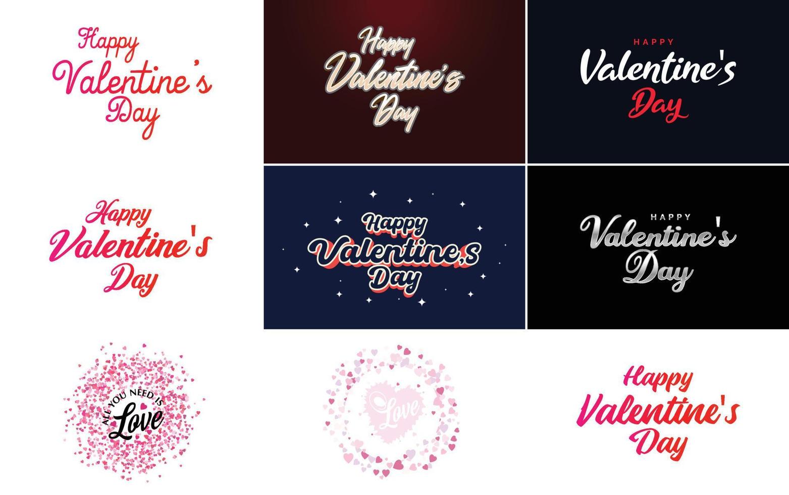 Happy Valentine's Day greeting card template with a floral theme and a pink color scheme vector
