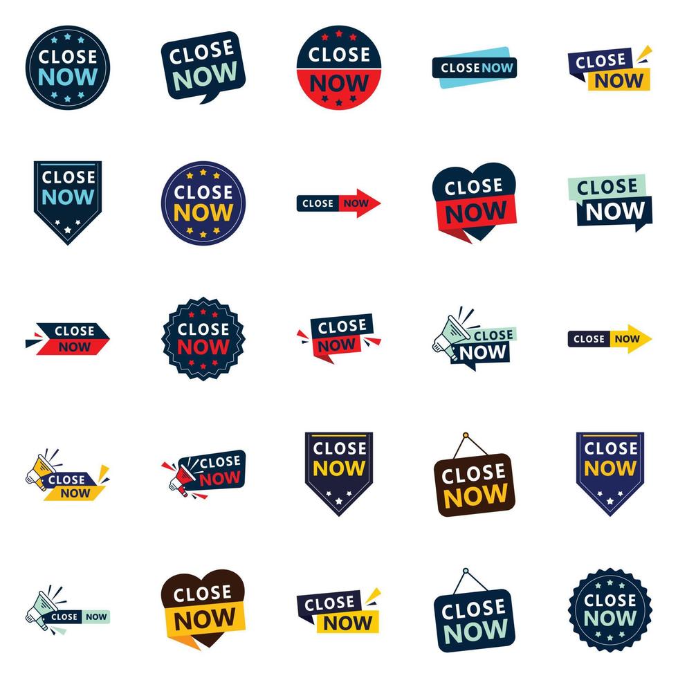 Close Now Text Banners Pack of 25 vector