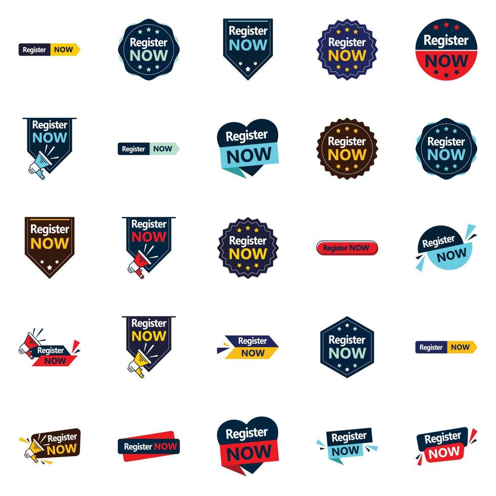 Register Now 25 Unique Typographic Designs vector