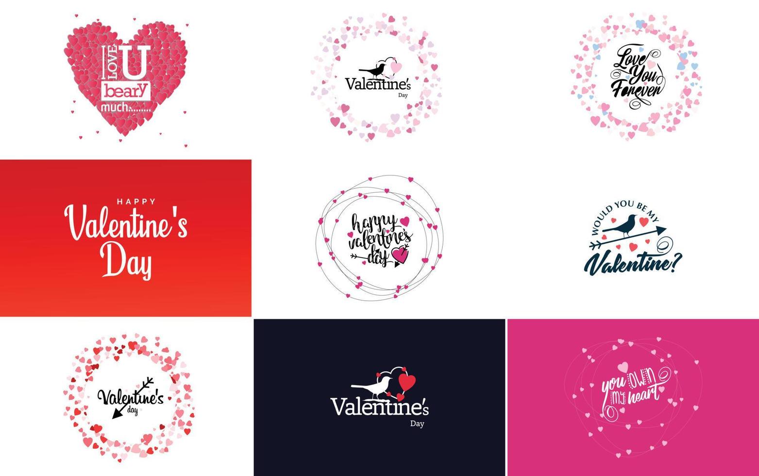 Happy Valentine's Day typography poster with handwritten calligraphy text. isolated on white background vector illustration