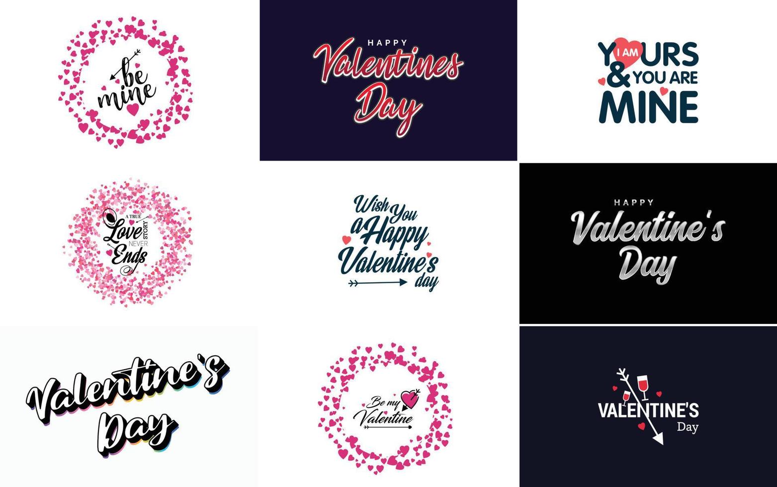 Happy Valentine's Day typography design with heart shapes vector