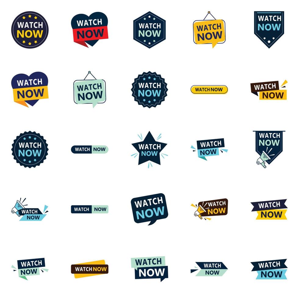 25 Dynamic Watch Now Banners to Help You Promote Your Business vector