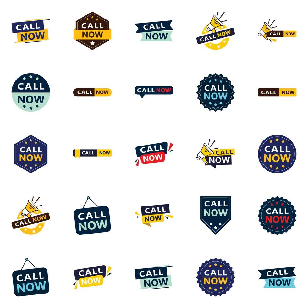 25 diseños tipográficos de alta calidad para una campaña de llamadas premium llama ahora vector