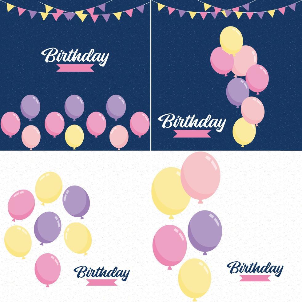 Happy Birthday text and balloons with a glossy finish vector