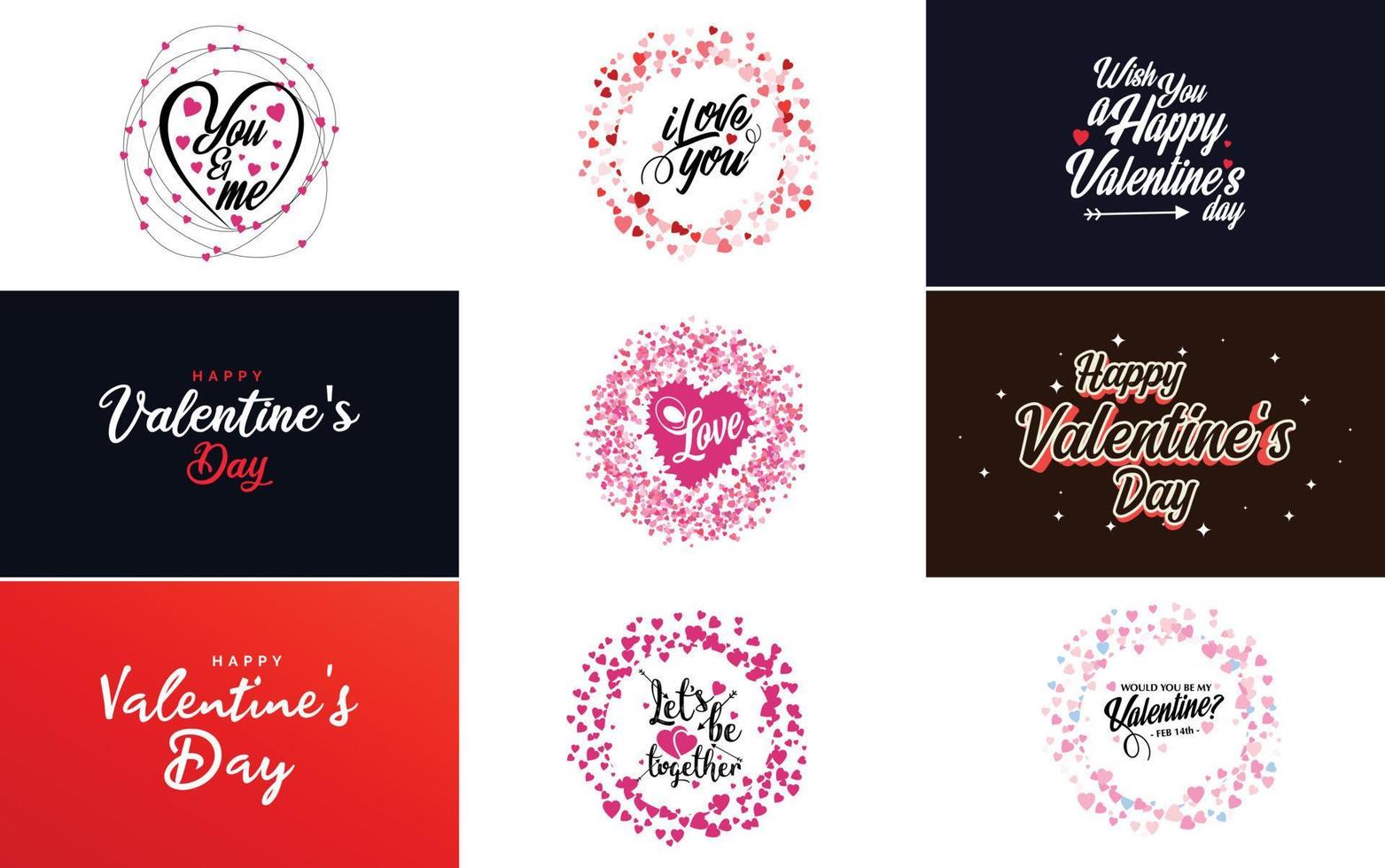 Happy Valentine's Day greeting card template with a cute heart theme and a pink color scheme vector