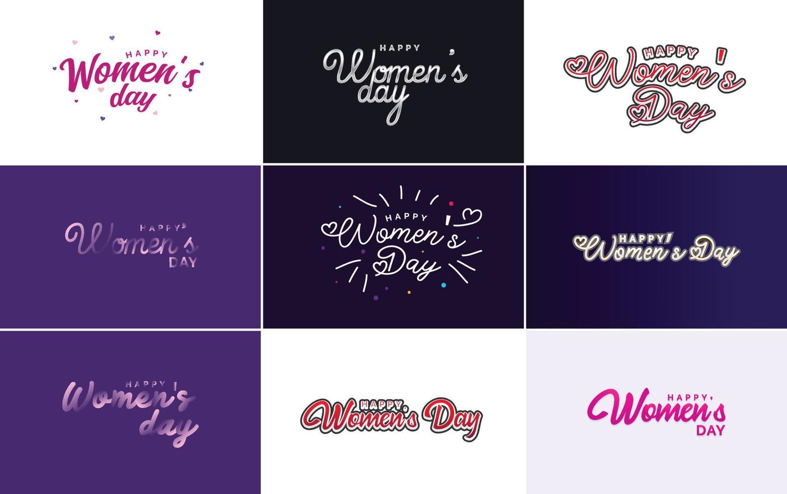 March 8th typographic design set with Happy Women's Day text vector