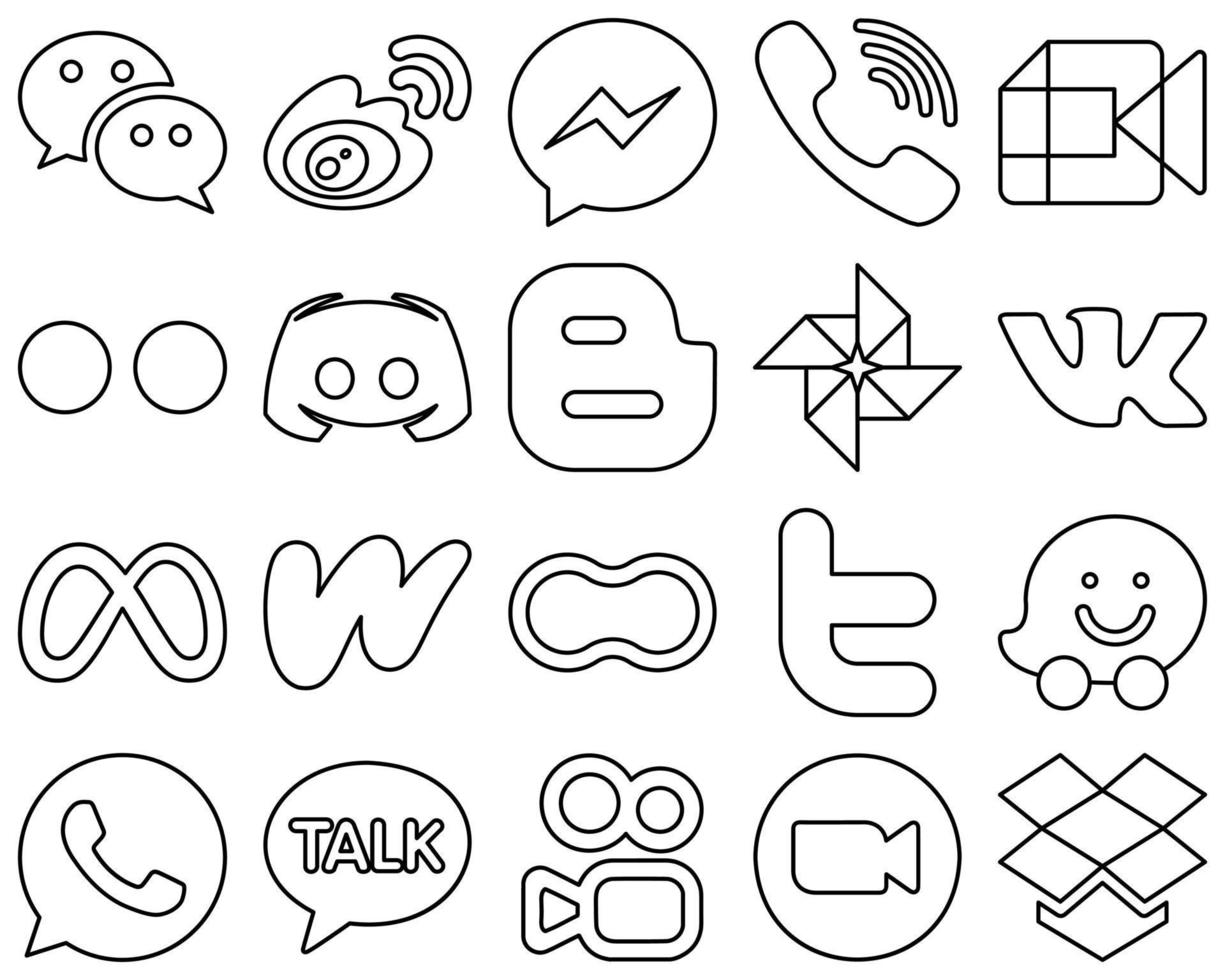 20 Stylish and high-resolution Black Outline Social Media Icons such as  discord. flickr. fb and google meet icons. Creative and professional  18712076 Vector Art at Vecteezy