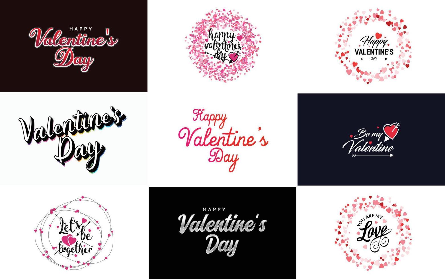 plantilla de tarjeta de felicitación de feliz día de san valentín con un tema romántico y un esquema de color rojo y rosa vector