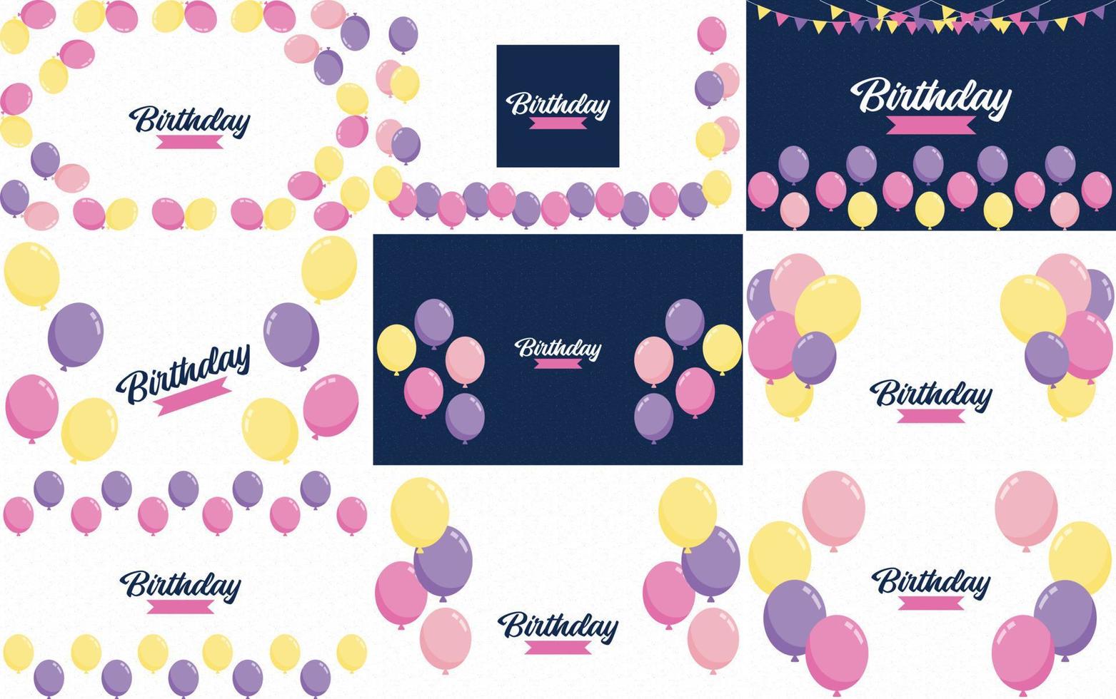 Elegant balloons and birthday text. Happy Birthday celebration card banner template vector