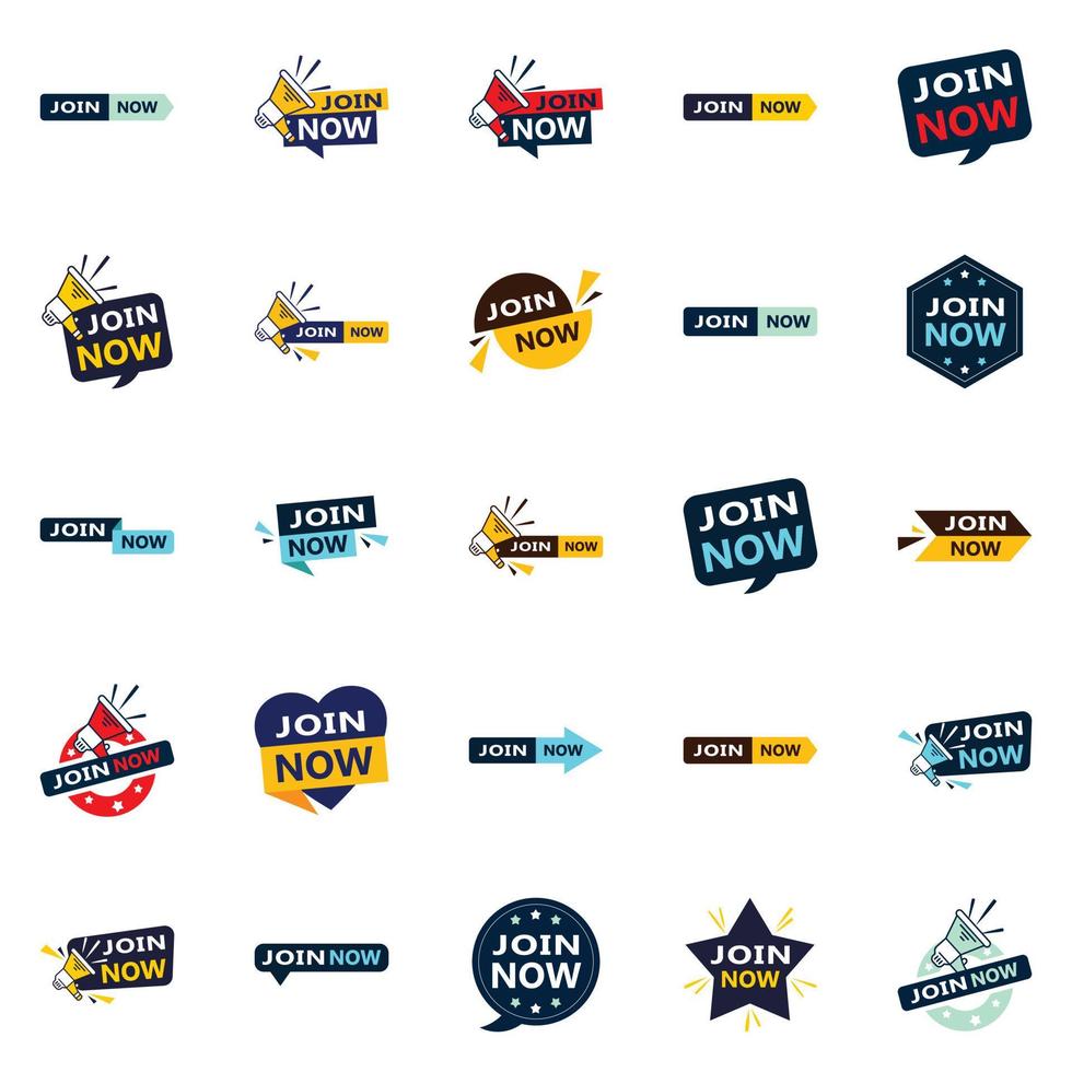 Join Now 25 Eye catching Typographic Banners for boosting sign ups vector