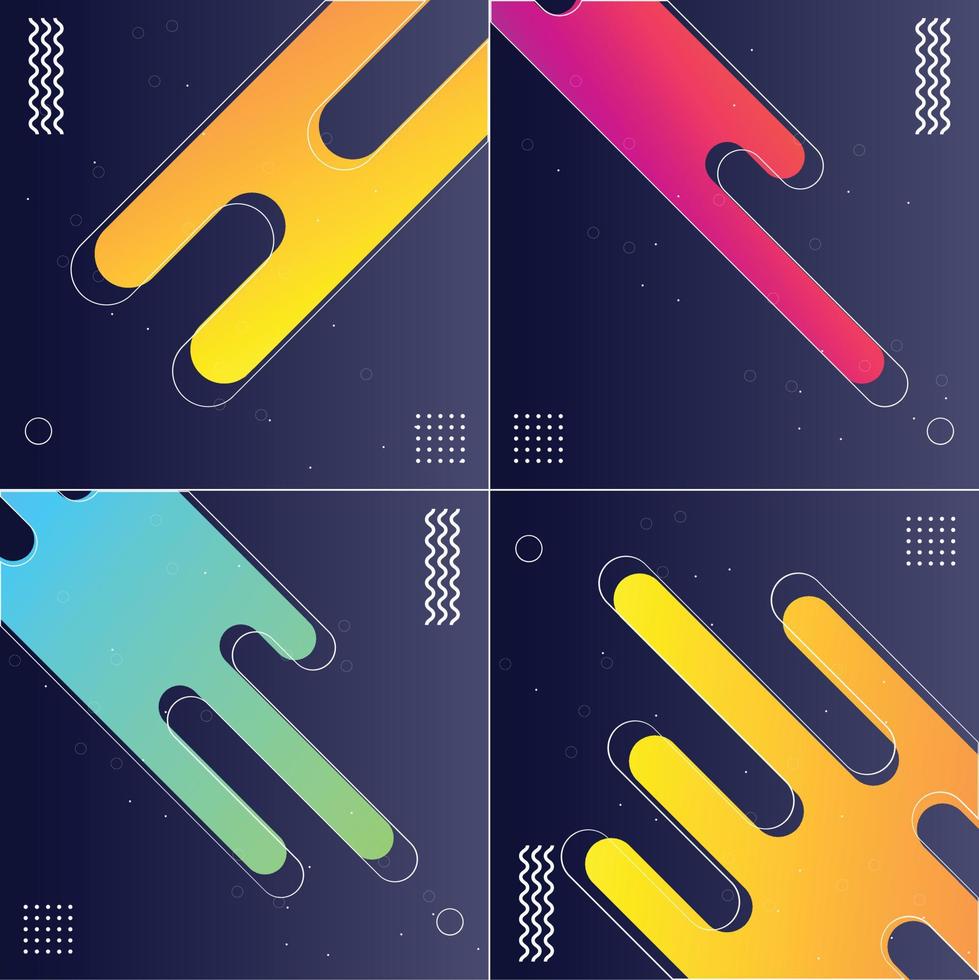 Pack of 4 Vector Illustrations of Modish Backgrounds with Designed Shapes