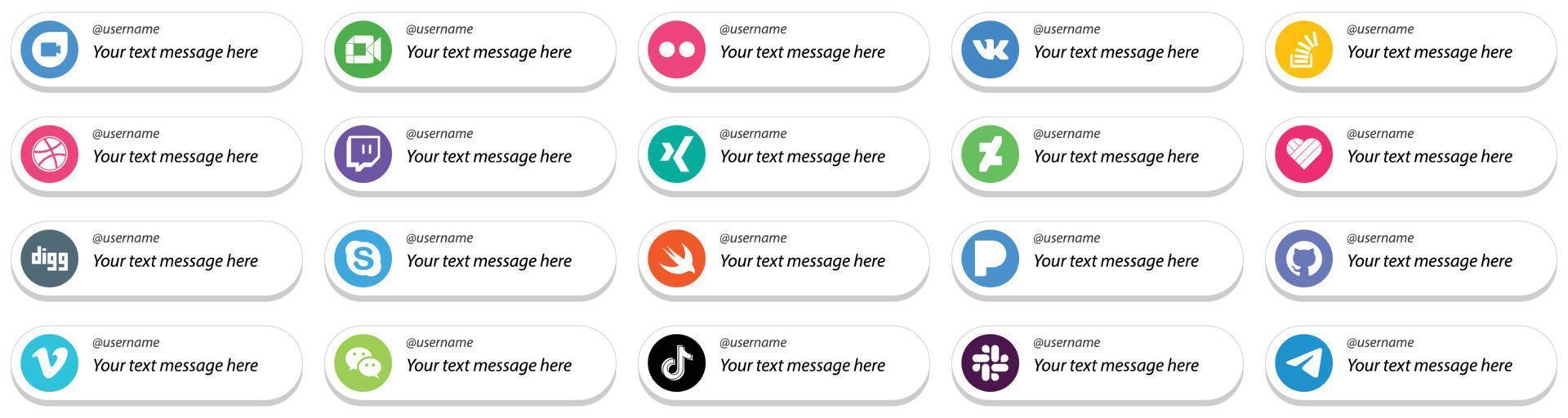 20 Customizable Follow Me Social Media Icons such as skype. likee. question. deviantart and twitch icons. Modern and high quality vector