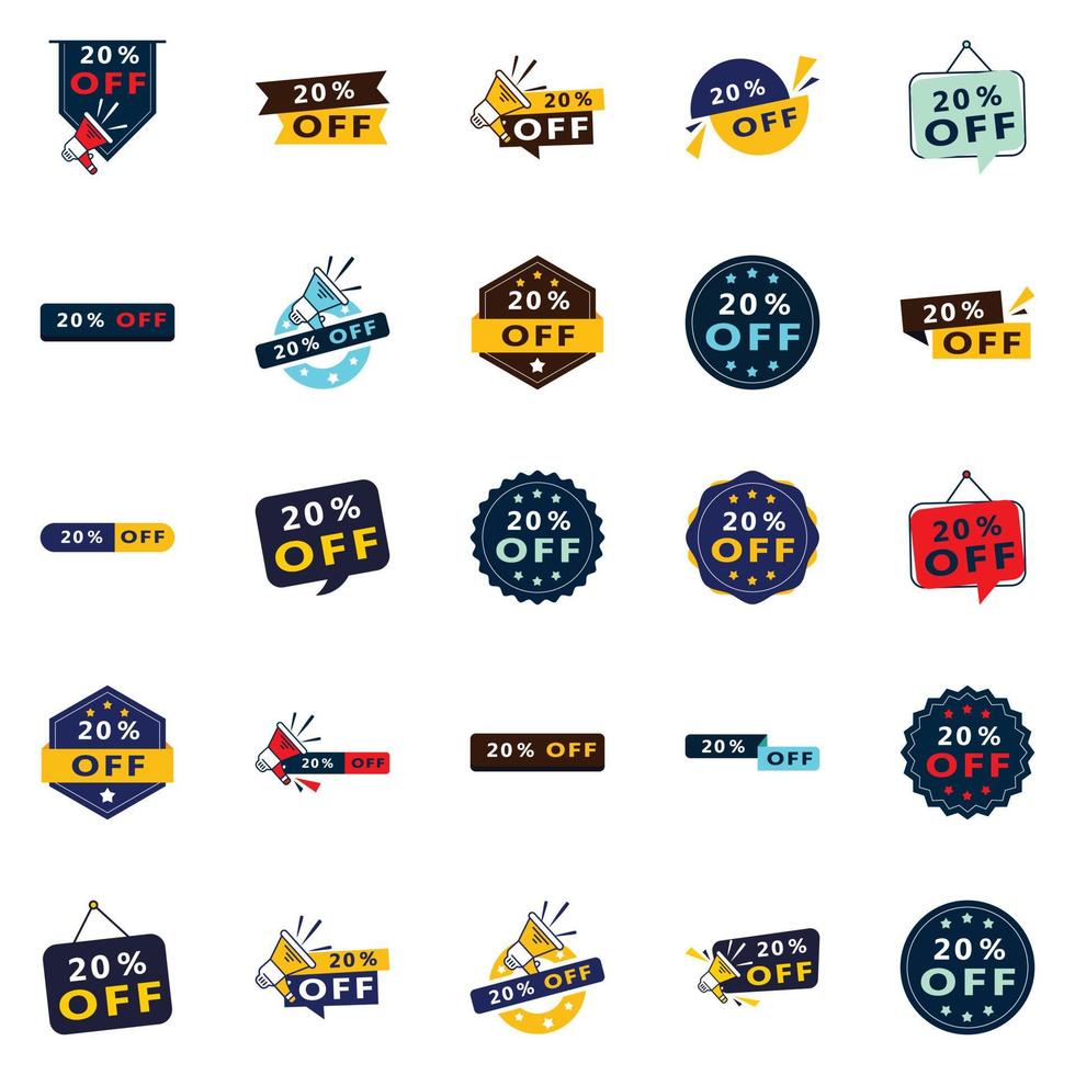 25 Eye Catching Sale Banners 20 percent Off in a Variety of Styles vector