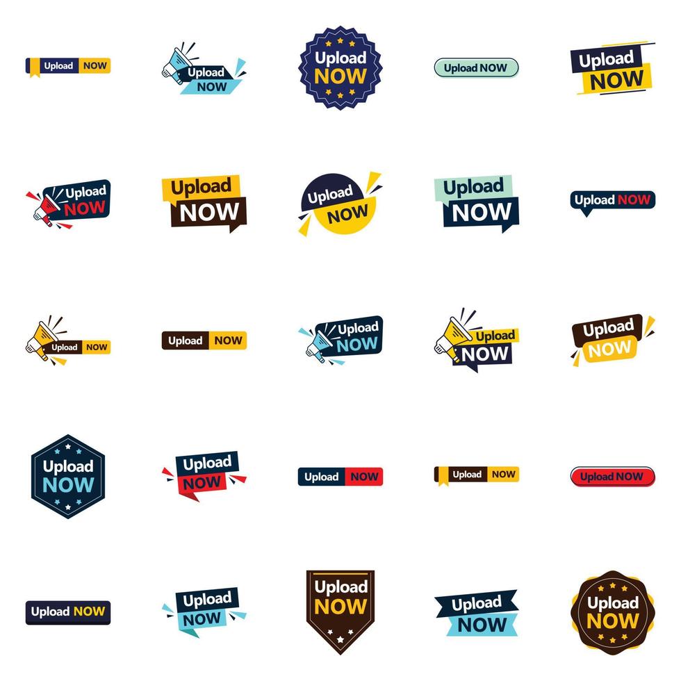 25 Professional Vector Designs in the Upload Now Bundle Perfect for Advertising and Marketing