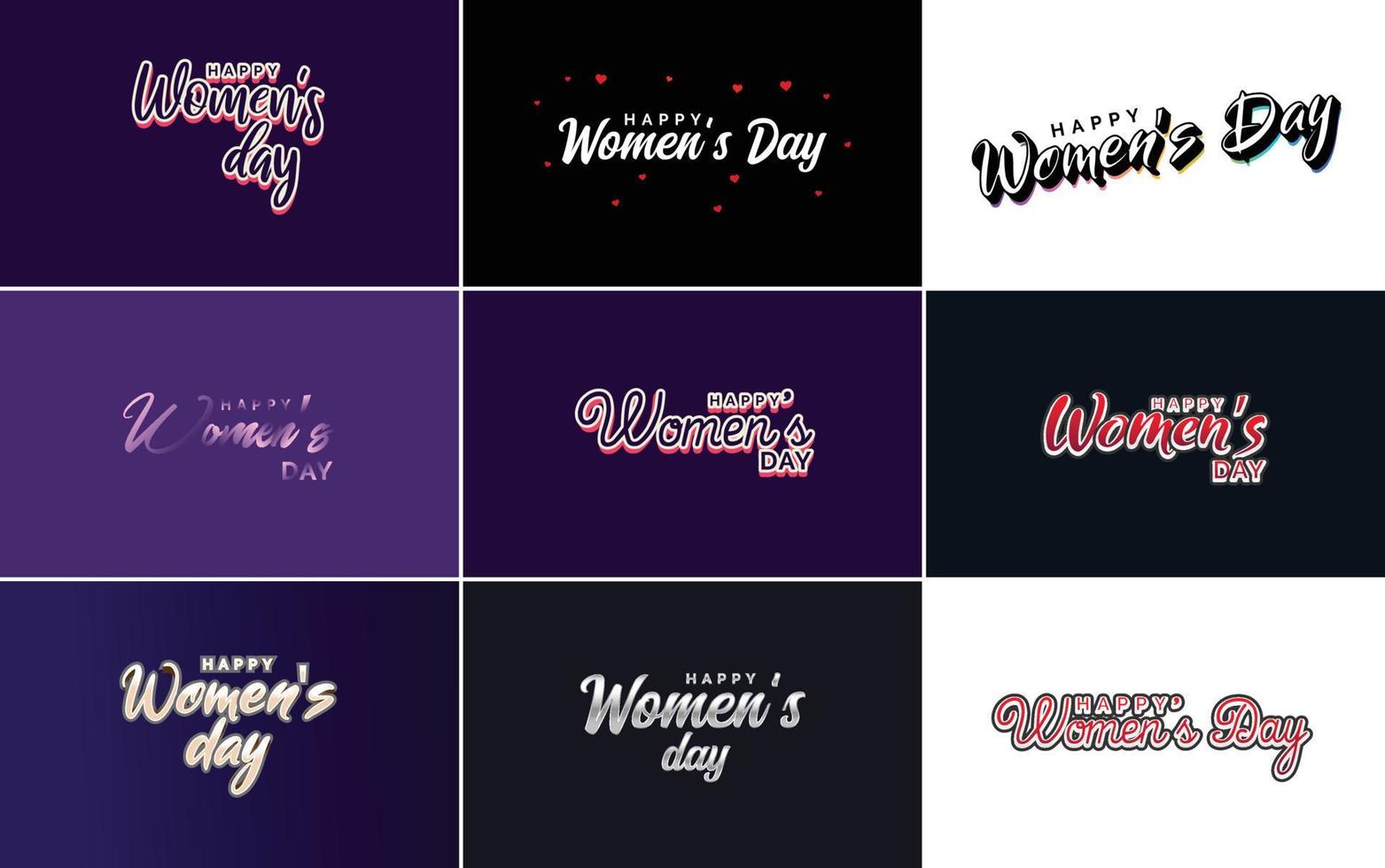 International Women's Day vector hand-written typography background with a gradient color scheme