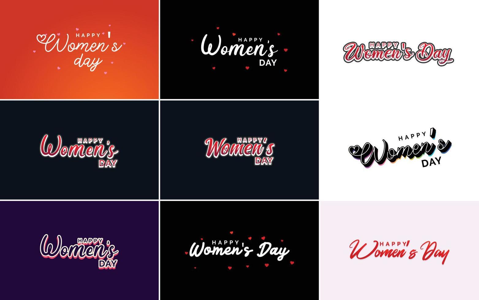 conjunto de carteles del feliz día internacional de la mujer. emblemas y elementos de diseño vectorial. incluyendo señales. etiquetas. y colección de insignias adecuada para usar en una variedad de diseños vector