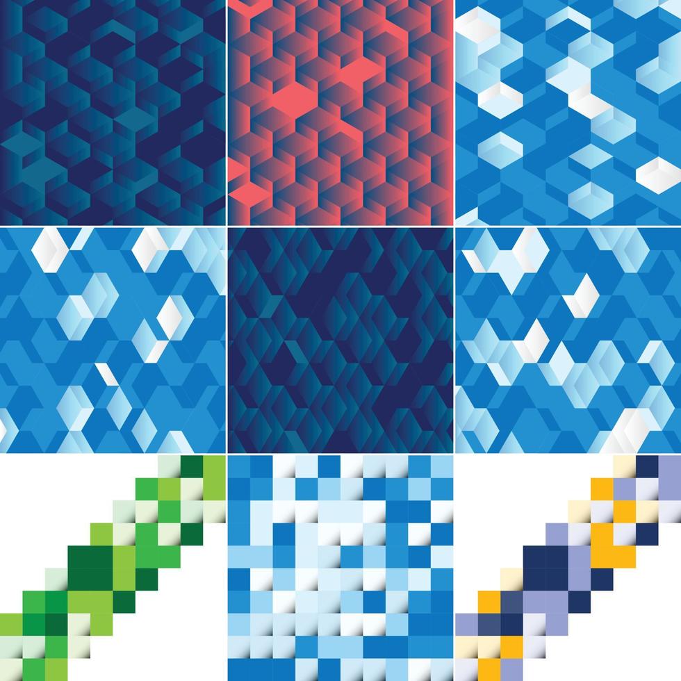 Mosaic pattern set with color gradient vector