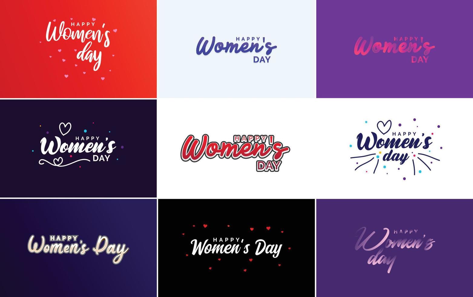 juego de tarjetas con el logo del día internacional de la mujer vector