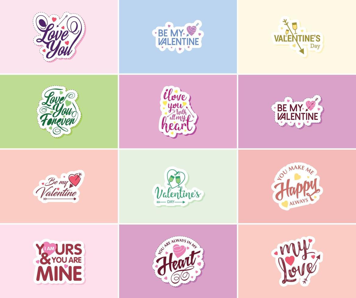 Heartwarming Valentine's Day Typography and Graphics Stickers vector