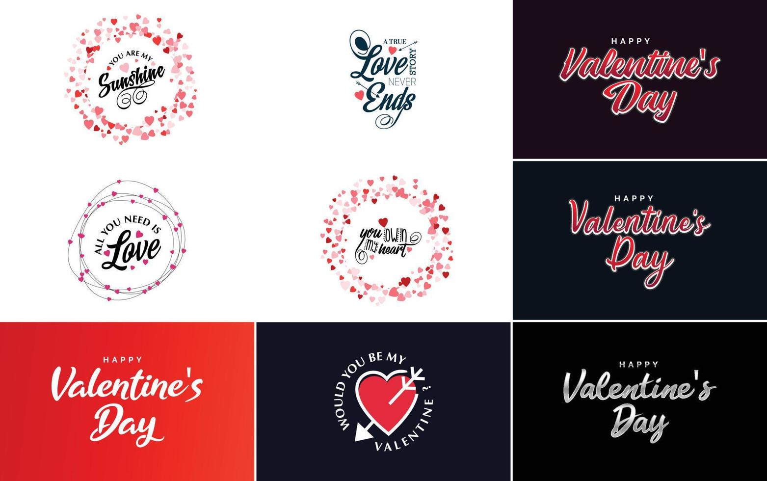 Happy Valentine's Day hand lettering calligraphy text and heart. isolated on white background vector illustration