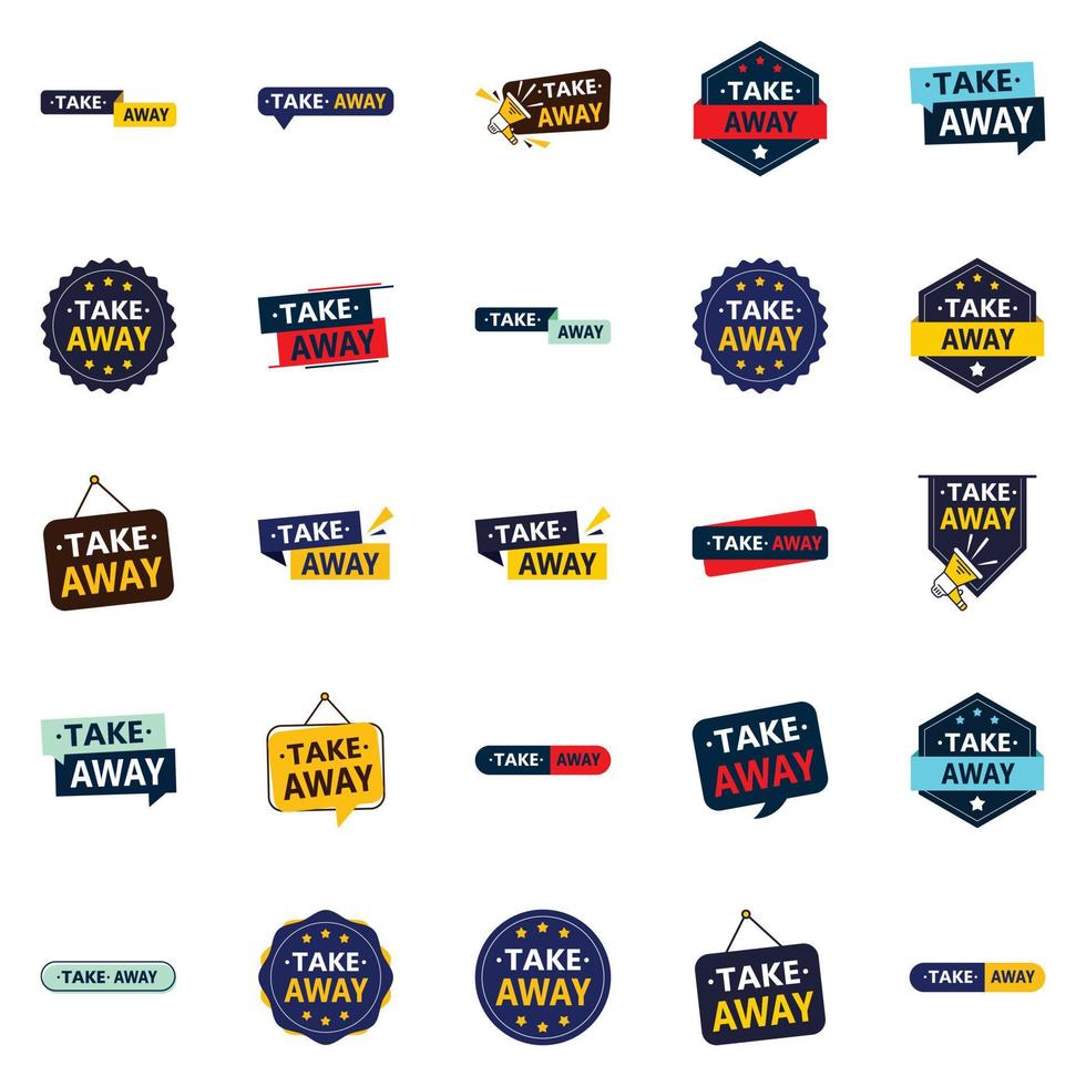 25 Versatile Vector Designs in the Take Away Pack Perfect for food delivery service advertising