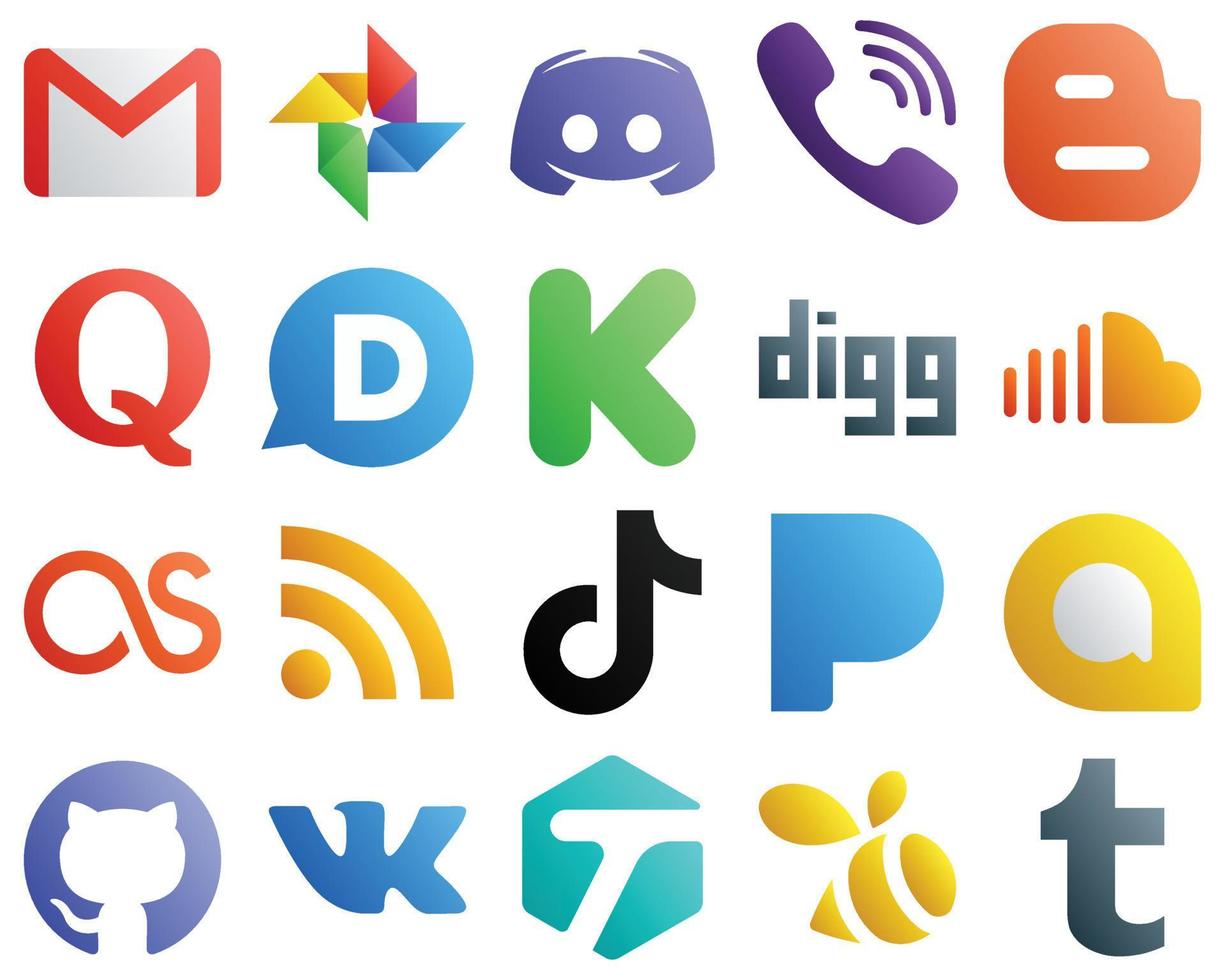 20 Simple Gradient Social Media Icons such as funding. disqus. viber. question and blog icons. Versatile and high quality vector