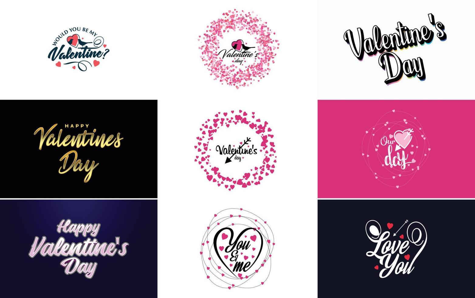 Happy Valentine's Day typography poster with handwritten calligraphy text. isolated on white background vector illustration