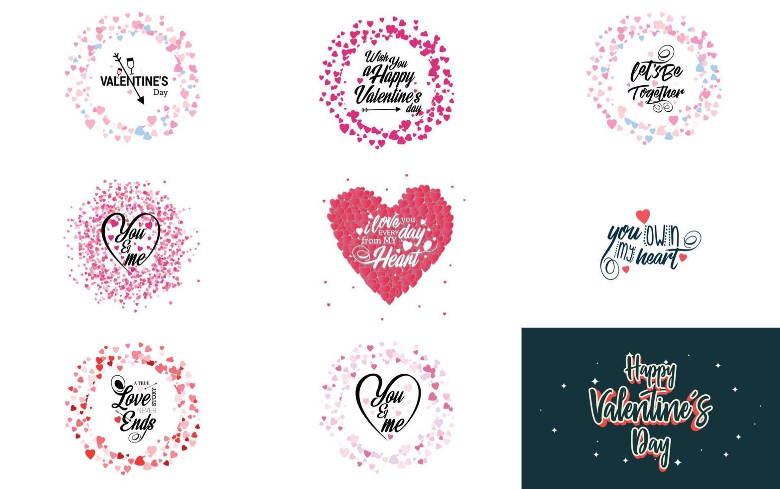 Happy Valentine's Day hand lettering calligraphy text and heart. isolated on white background vector illustration
