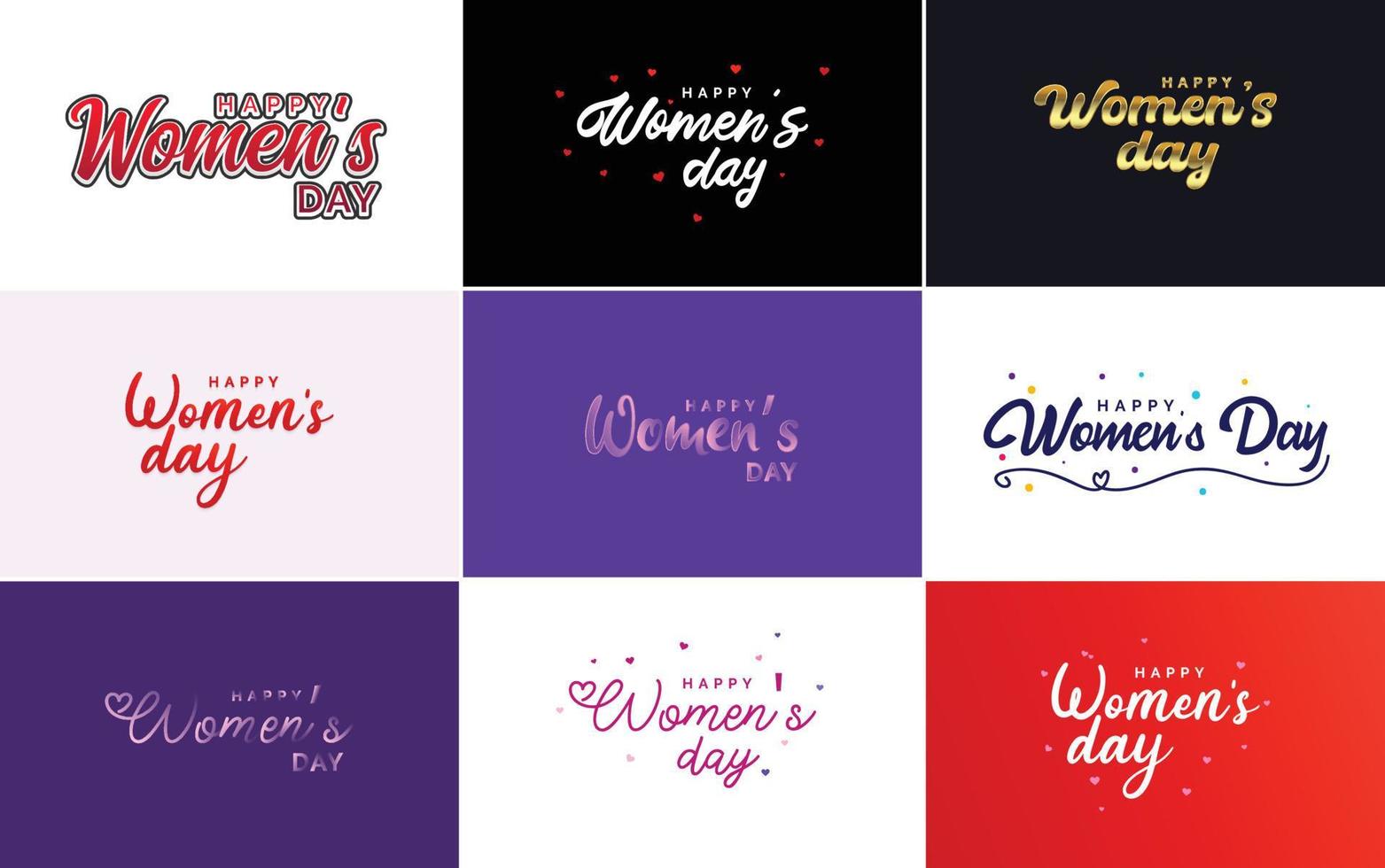 Pink Happy Women's Day typographical design elements international women's day icon and symbol suitable for use in minimalistic designs for international women's day concepts vector illustration