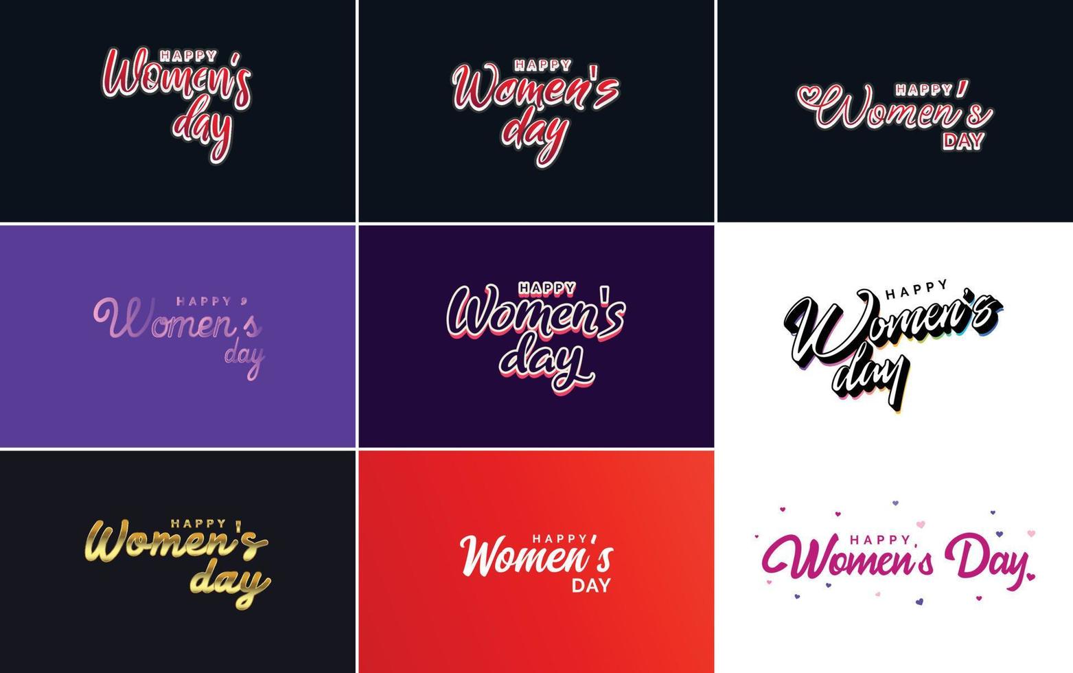March 8 typographic design set with Happy Women's Day text vector