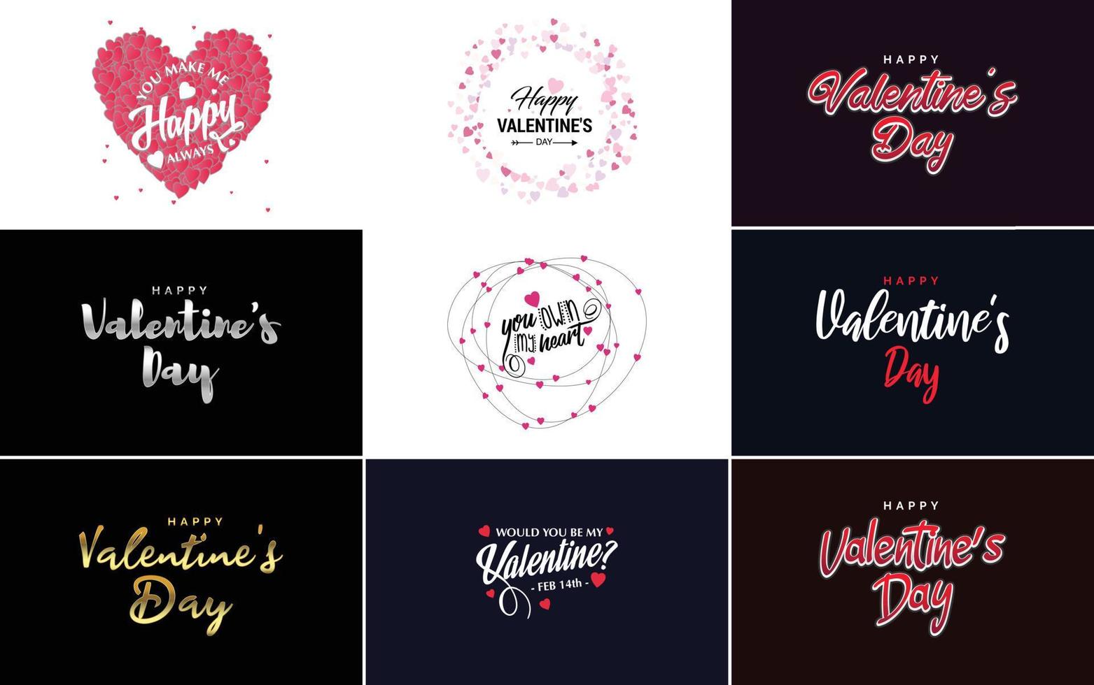 Happy Valentine's Day greeting card template with a romantic theme and a red color scheme vector