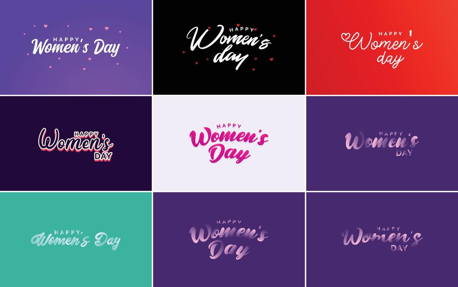 Abstract Happy Women's Day logo with love vector logo design in pink. red. and black colors