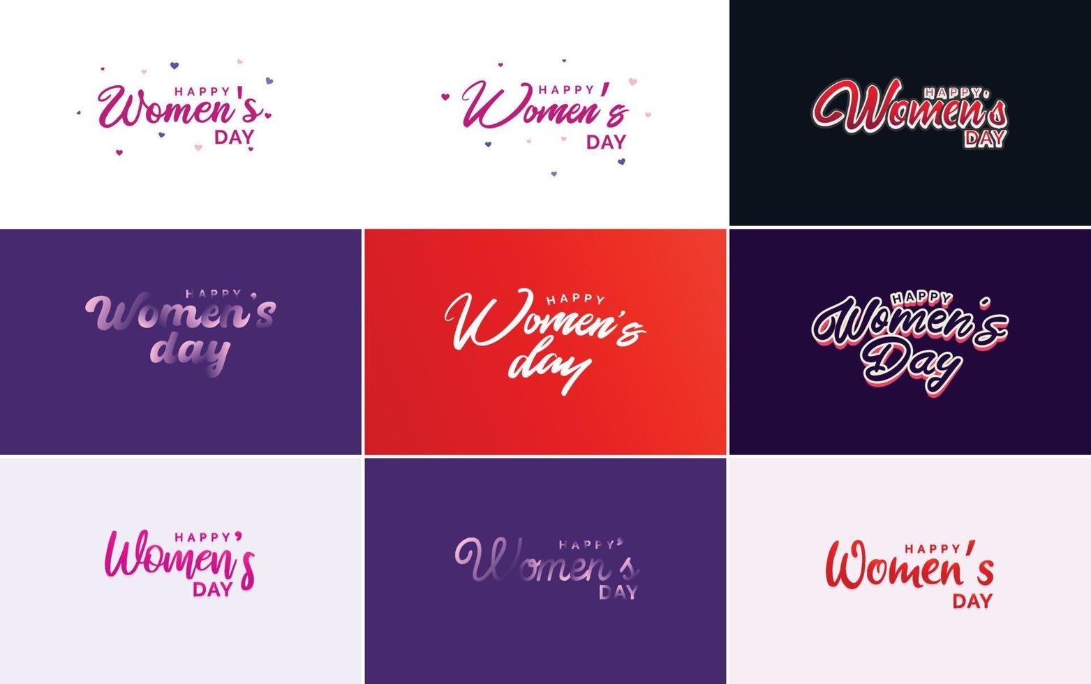 Pink Happy Women's Day typographical design elements set for greeting cards vector