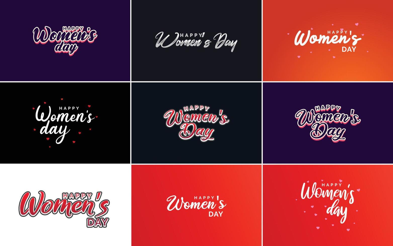 Set of Happy Woman's Day handwritten lettering modern calligraphy collection suitable for greeting or invitation cards. festive tags. and posters vector