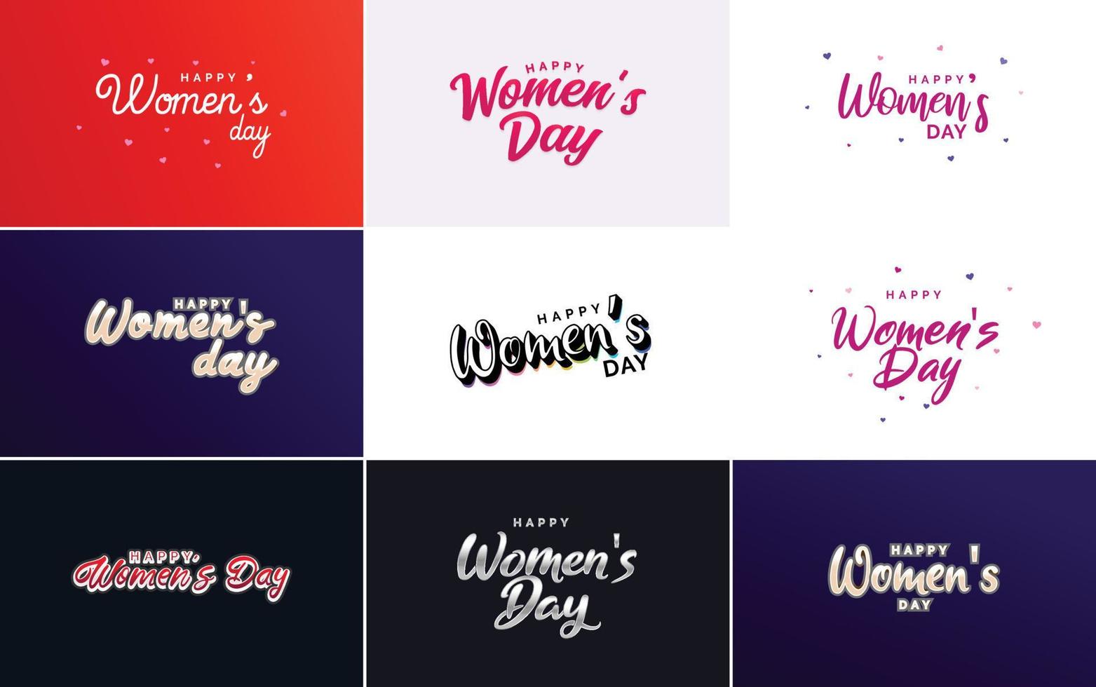 March 8th typographic design set with Happy Women's Day text vector