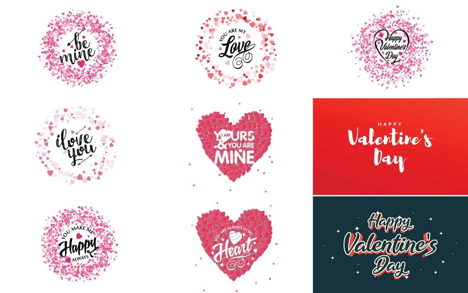 Happy Valentine's Day typography poster with handwritten calligraphy text. isolated on white background vector illustration