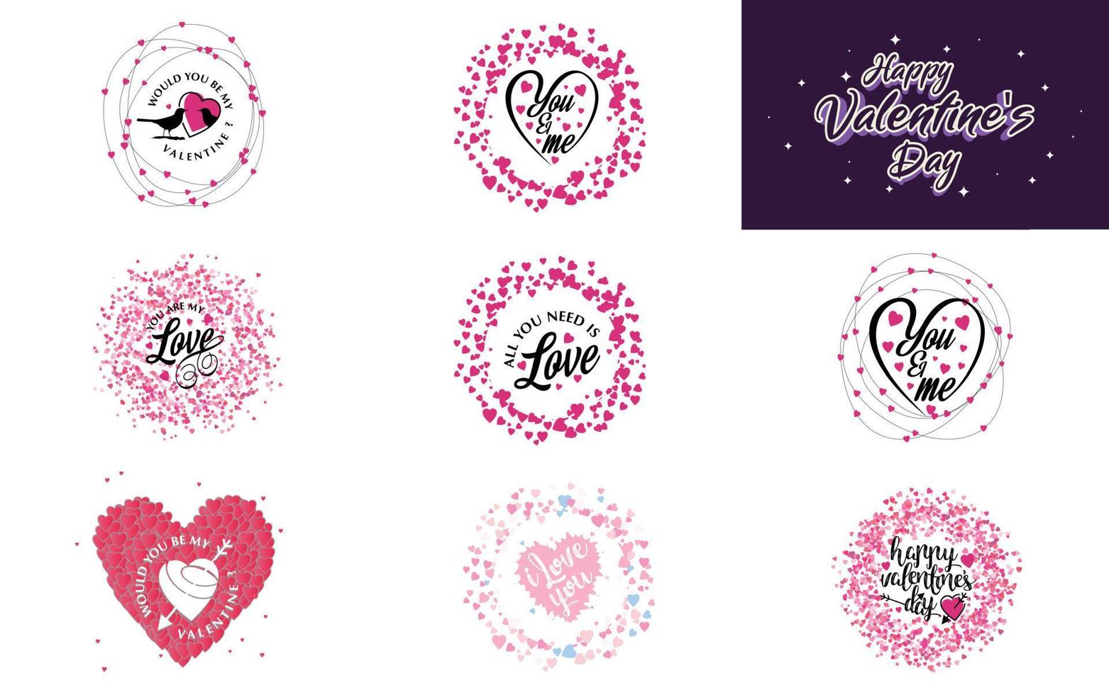 Happy Valentine's Day typography poster with handwritten calligraphy text. isolated on white background vector illustration