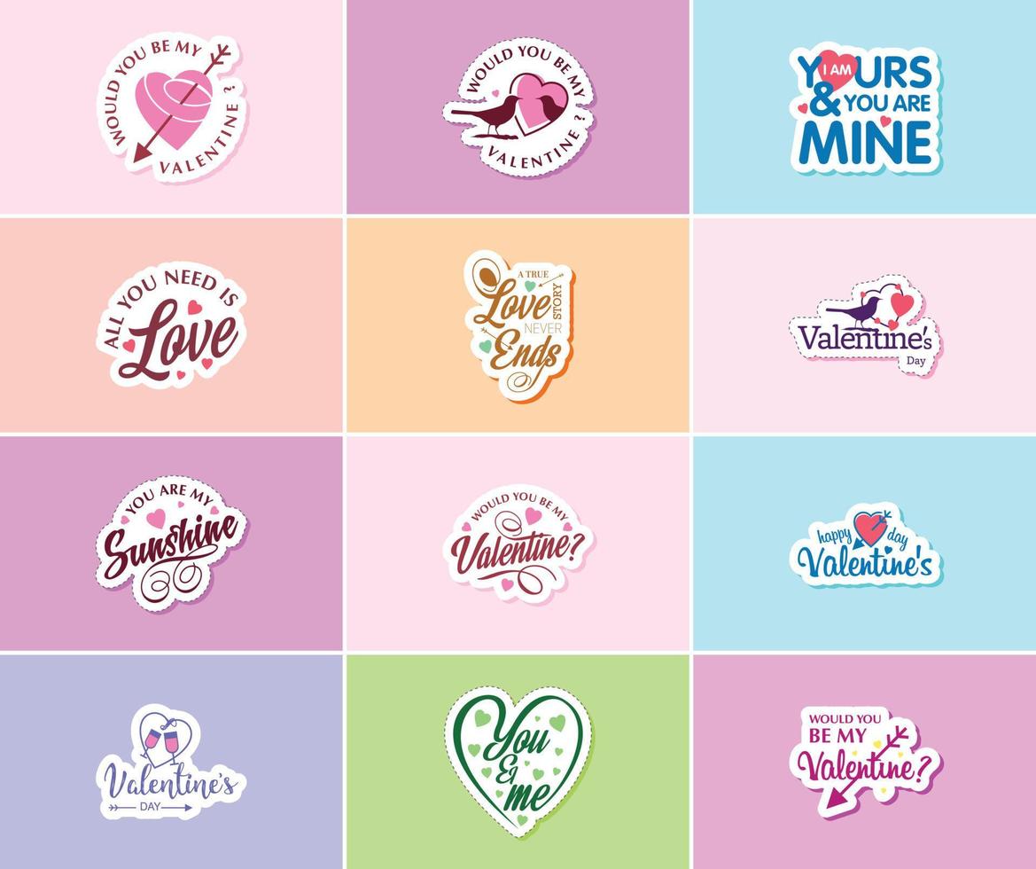Love Lettering and Graphic Stickers for the Most Romantic Day of the Year vector