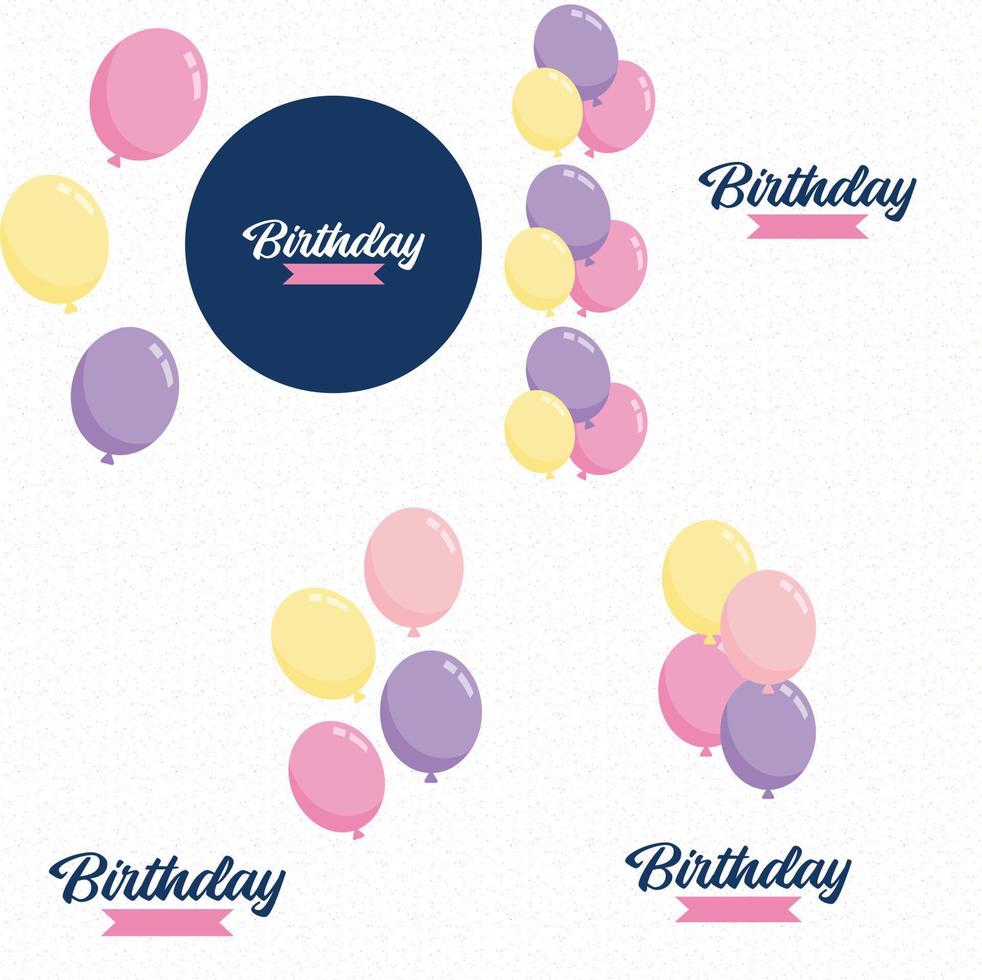 Happy Birthday design with a pastel color scheme and balloons vector