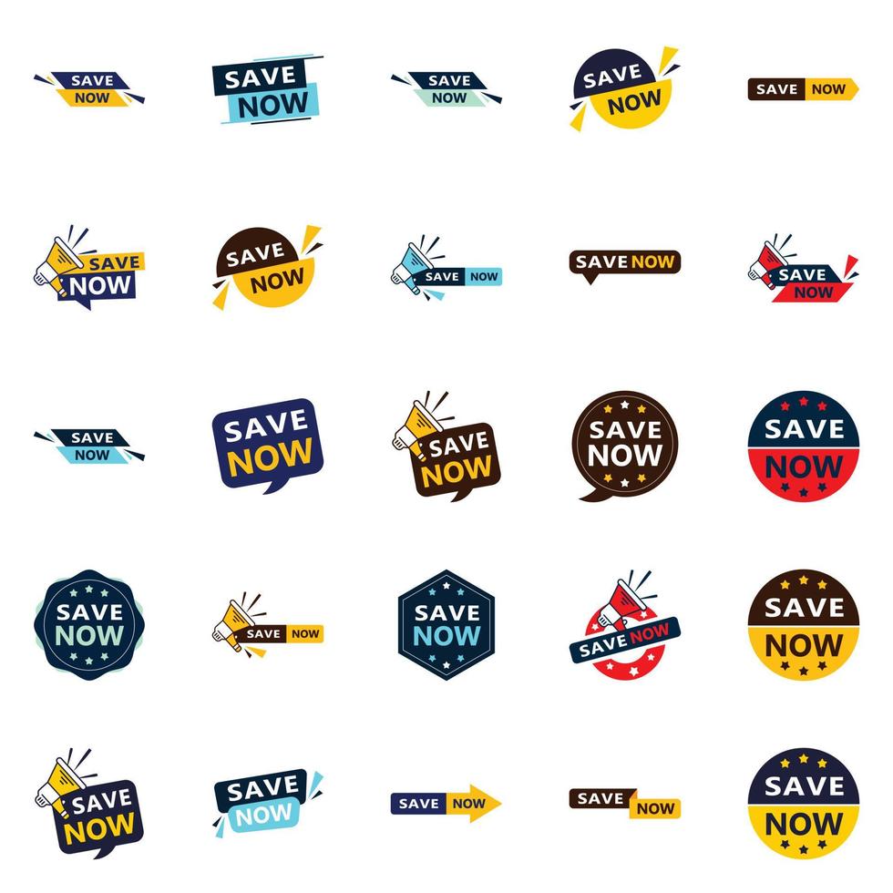 25 banners tipográficos innovadores para un nuevo enfoque de la promoción del ahorro vector