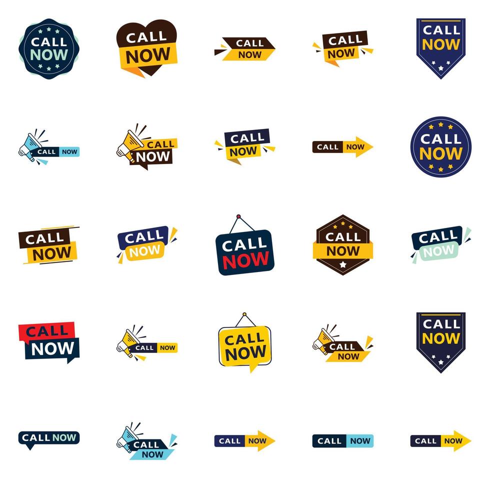 25 High quality Typographic Designs for a premium call to action campaign Call Now vector