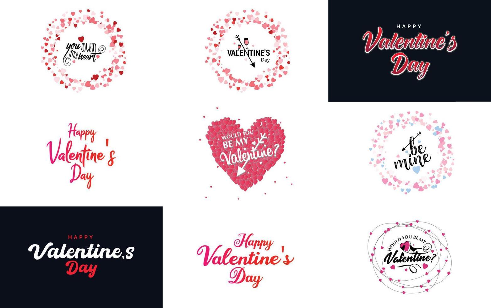 Happy Valentine's Day greeting card template with a romantic theme and a red color scheme vector