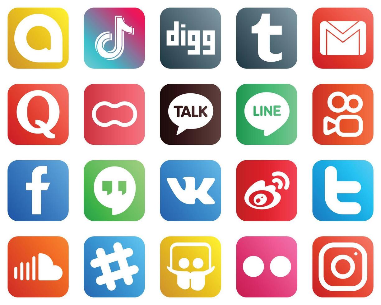 20 Social Media Icons for Your Marketing such as line. women. gmail. mothers and question icons. Professional and clean vector