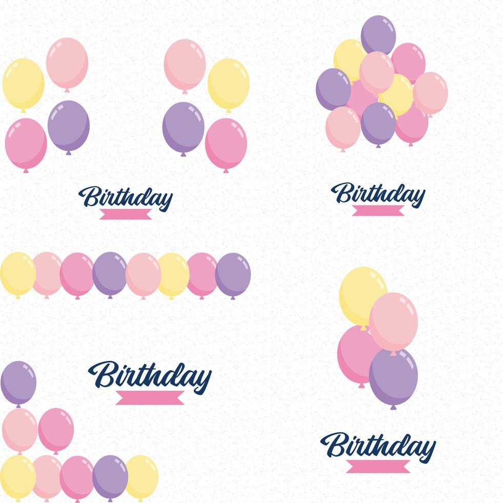 Happy Birthday in a playful font with a background of balloons vector