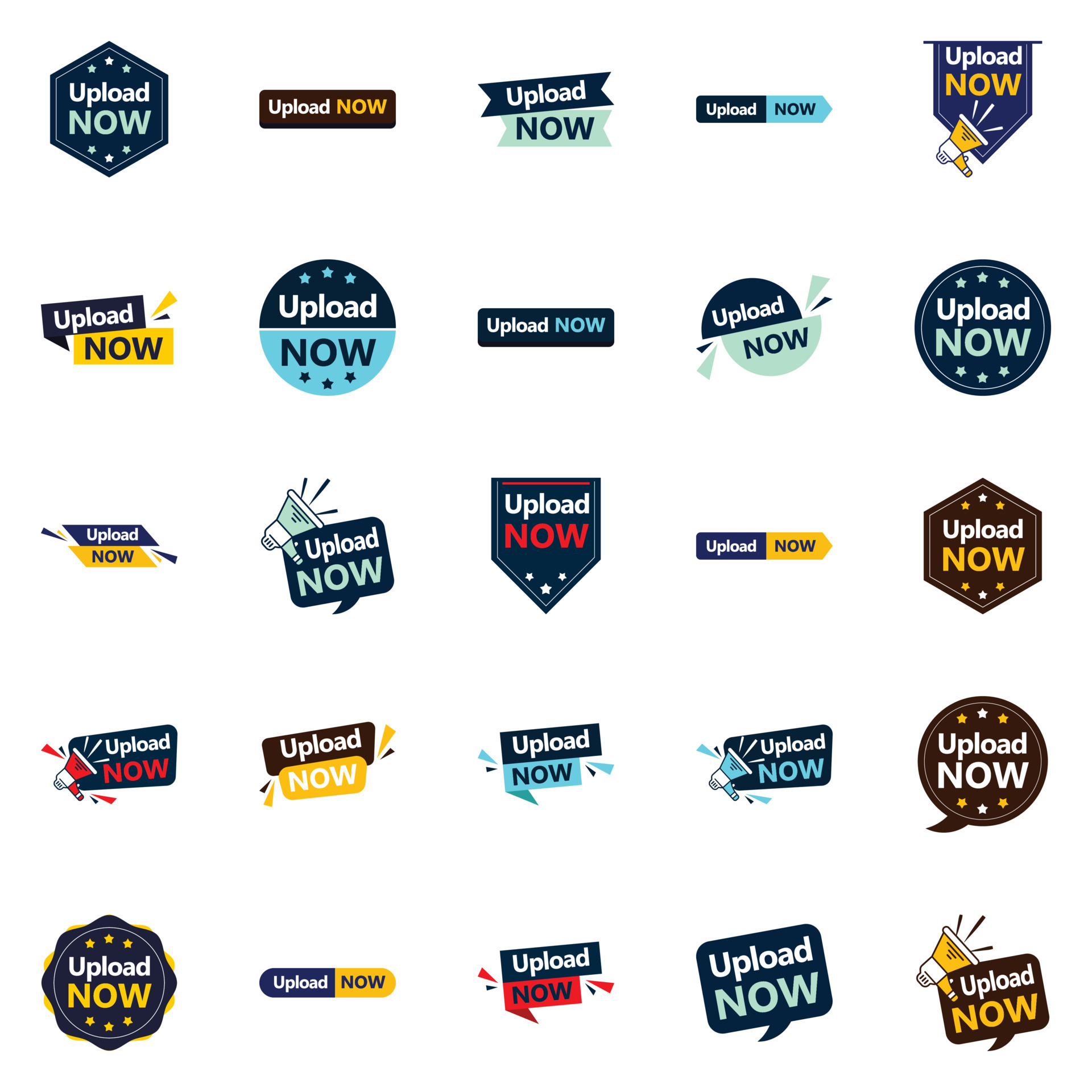 25 High quality Vector Designs in the Upload Now Pack Perfect for