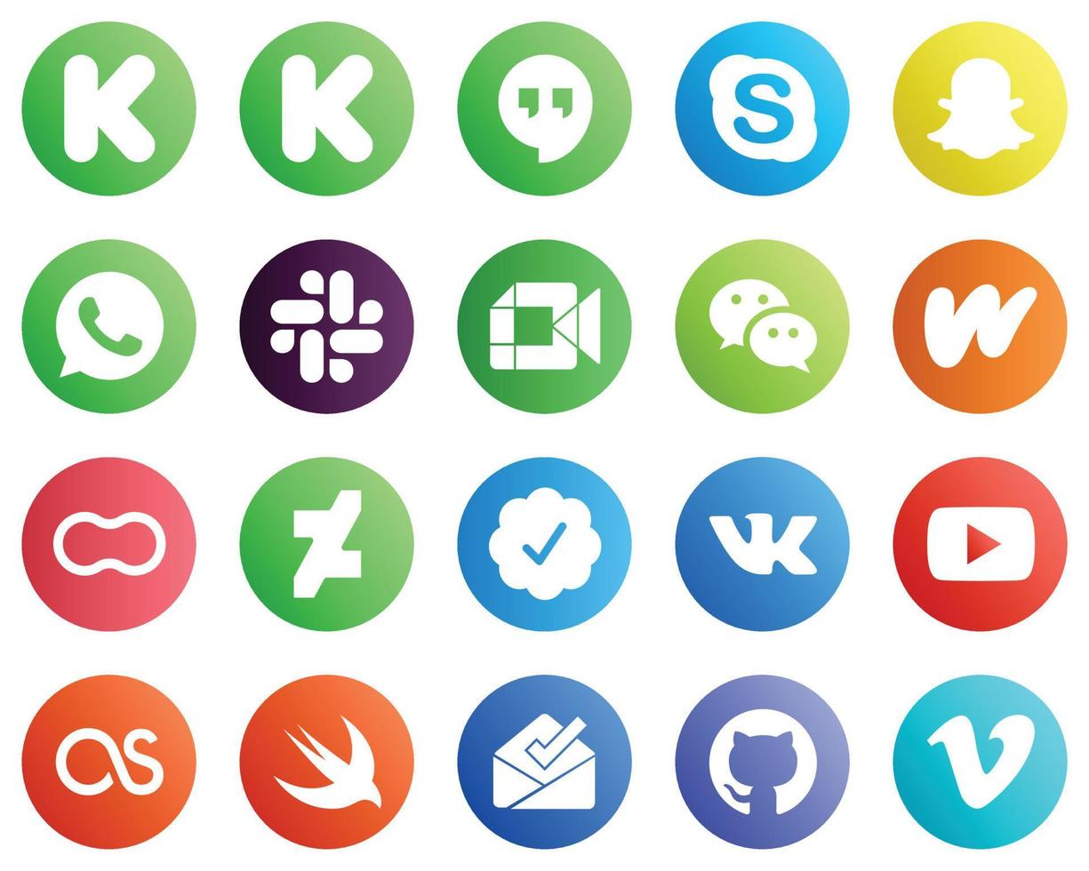 20 íconos minimalistas de redes sociales como mujeres. maní. encuentro de google iconos de literatura y mensajería. profesional y de alta definición vector