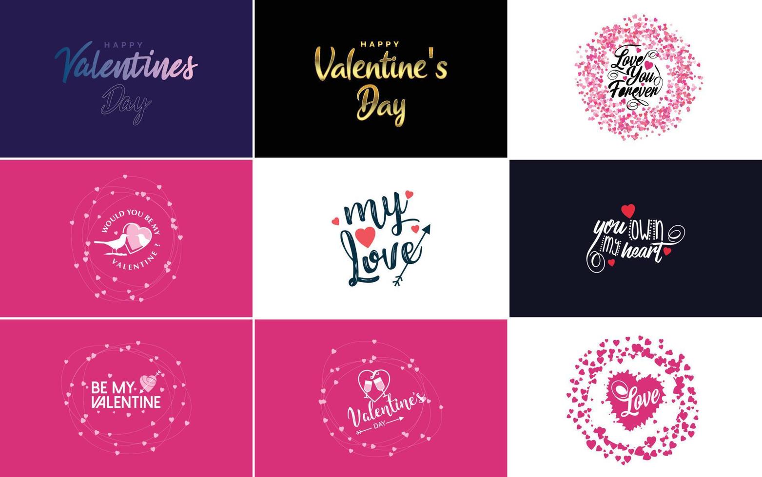 Happy Valentine's Day hand-drawn lettering vector illustration suitable for use in design of flyers. invitations. posters. brochures. and banners