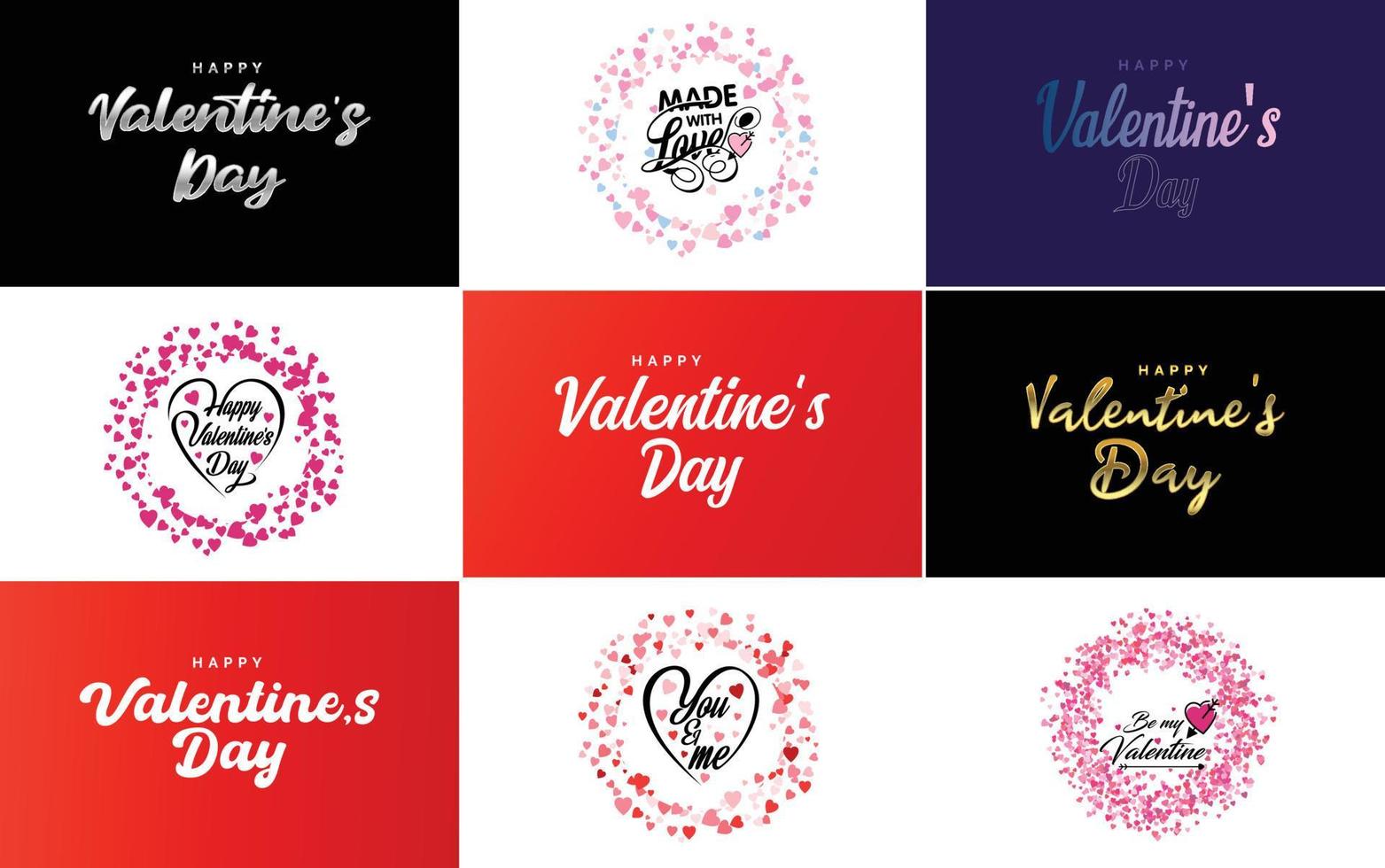 Happy Valentine's Day banner template with a romantic theme and a pink and red color scheme vector